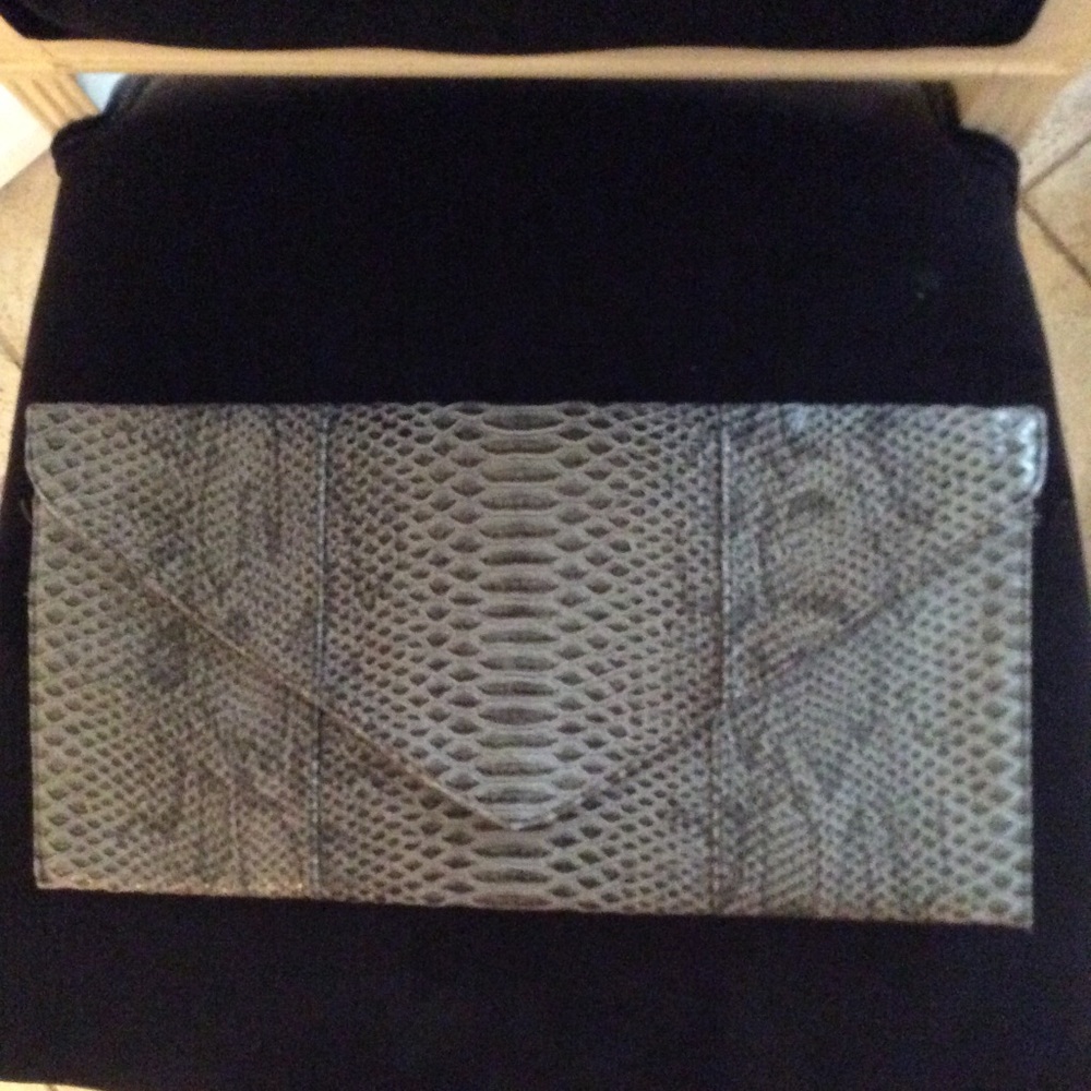 Gray Snakeskin Clutch